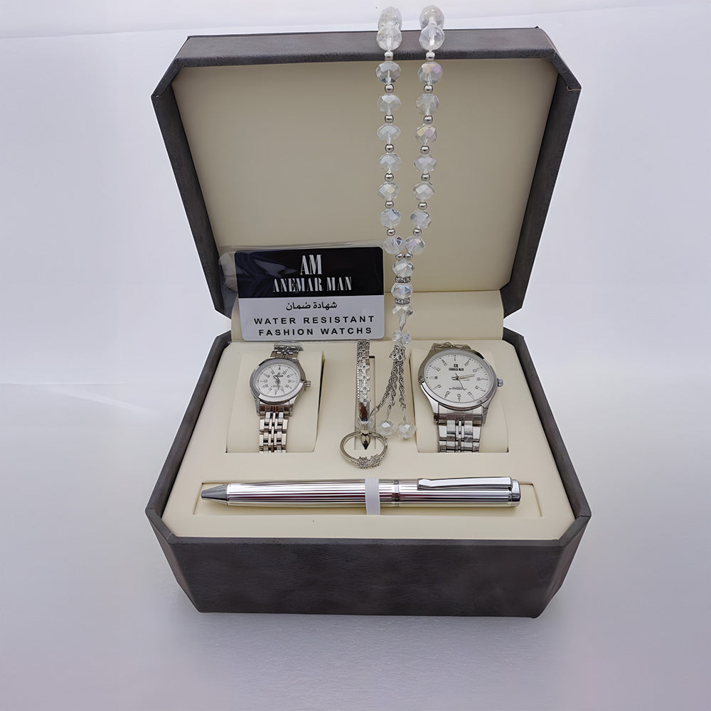 Men's Stainless Steel Set Watch, Rosary, Pen & Cufflinks